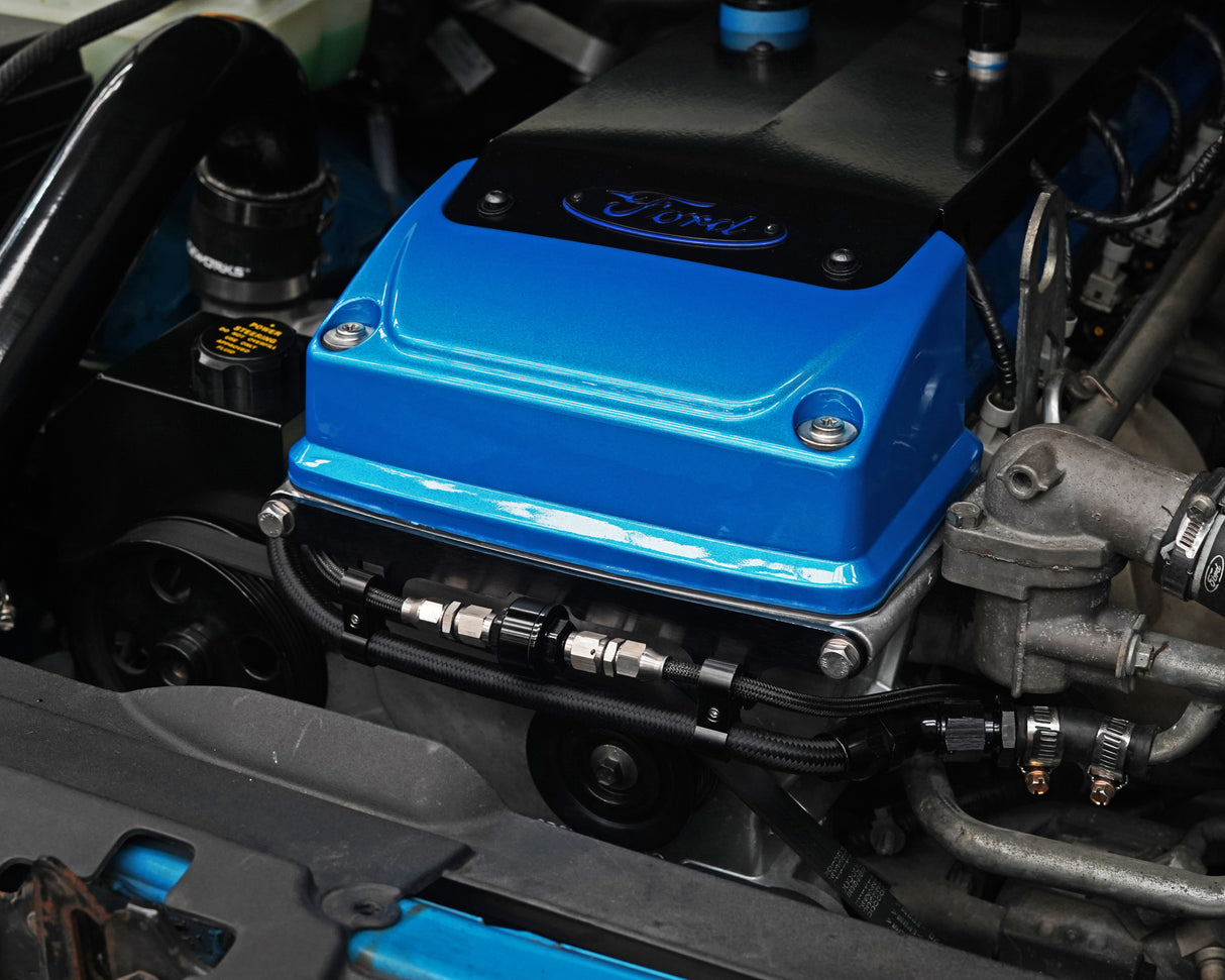 Demon Pro RS Barra Oil Feed and Coolant Line Bracket - Ford Falcon Barra BA BF FG FG-X and Territory