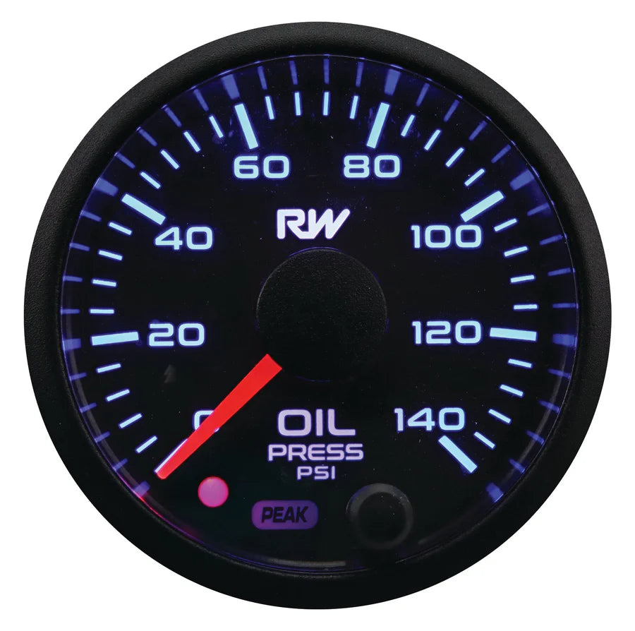 Raceworks 52mm Electronic Oil Pressure Gauge & Fitting Kit 0-140 PSI