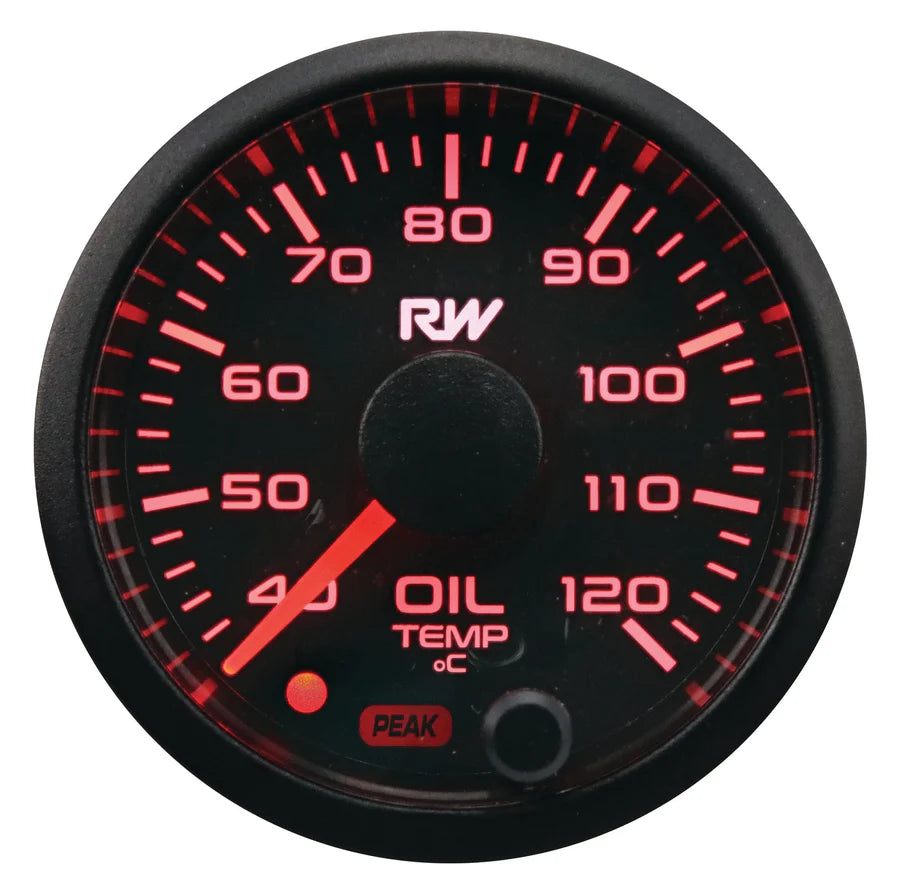 Raceworks 52MM Electronic Oil Temp Gauge & Fitting Kit 40-120 Degree