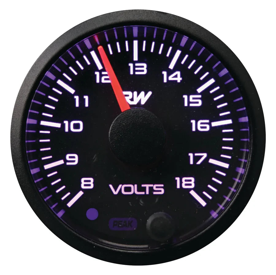 Raceworks 52mm Electronic Volt Meter & Fitting Kit 8 - 18 Volt