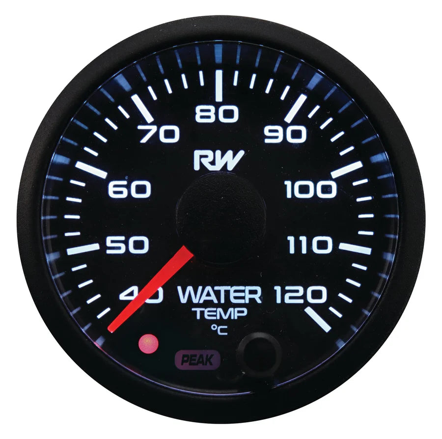 Raceworks 52mm Electronic Water Temp Gauge & Fitting Kit 40 - 120 Degree