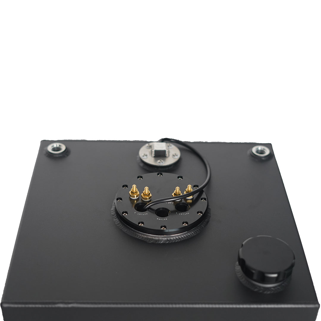 40 Litre Baffled Fuel Cell with Twin Pump Fuel Hanger - Black - SPEEDUPPERFORMANCE