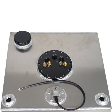 40 Litre Baffled Fuel Cell with Twin Pump Fuel Hanger - Silver - SPEEDUPPERFORMANCE