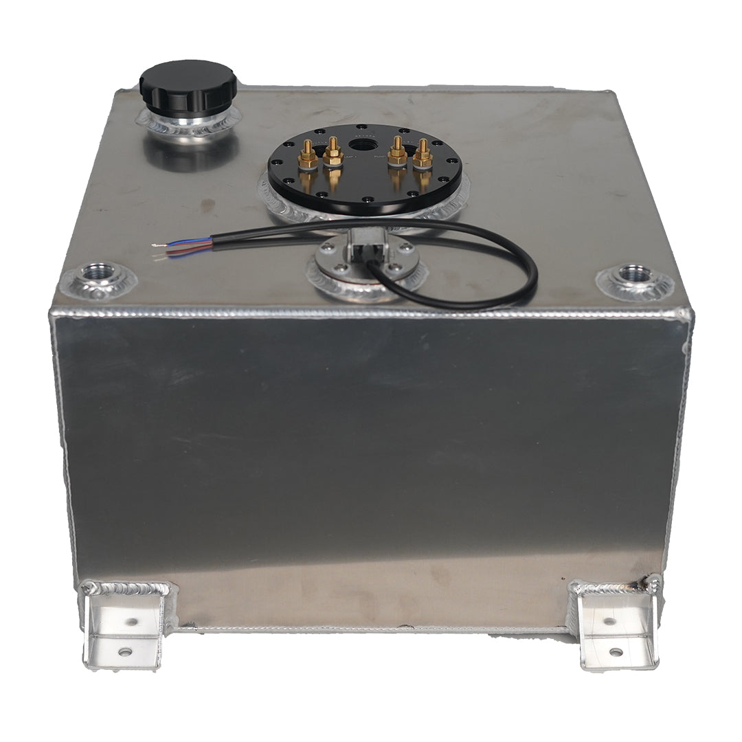 40 Litre Baffled Fuel Cell with Twin Pump Fuel Hanger - Silver - SPEEDUPPERFORMANCE