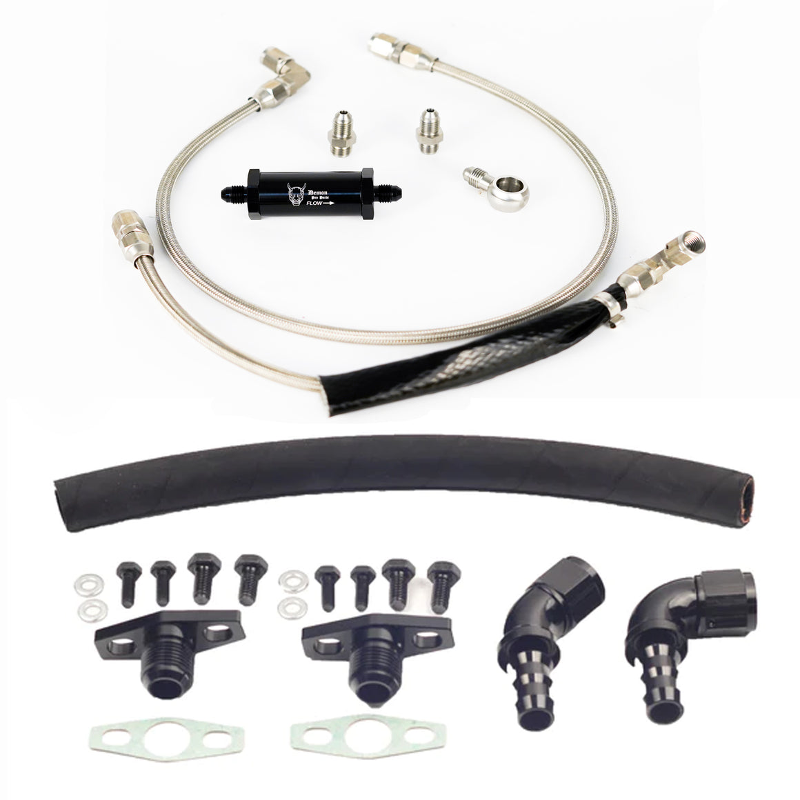 DPP Turbo Oil Drain Line & New Gen2 Oil Feed Line Kit Package For Ford Falcon XR6 BA/BF/FG FPV F6 with GT3582R/GT3576