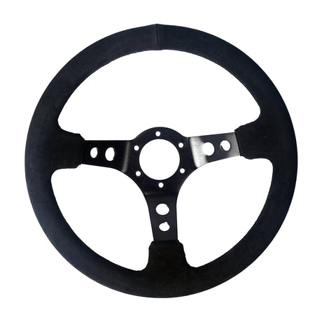 350mm Steering Wheel "The Drifter" - 80mm Deep Dish - Suede - SpeedUpPerformance
