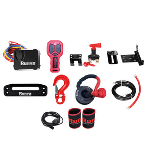 Runva 11XP Premium RED Edition 12V with Synthetic Rope & Handheld Remote